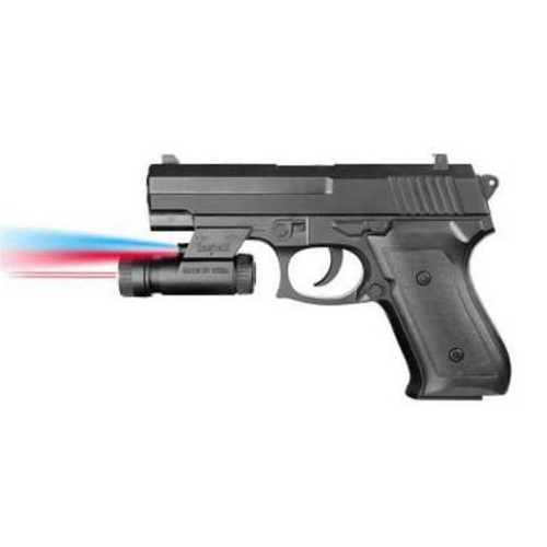 PISTOLET A BILLES 1918 KIDDOS SPRING ABS NOIR 0.5 JOULE+LAMPE+LASER+500 Billes