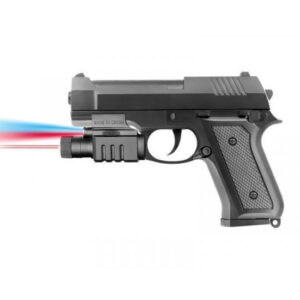 PISTOLET A BILLES 92-MOD KIDDOS SPRING ABS NOIR 0.5 JOULE+LAMPE+LASER+500 BILLES