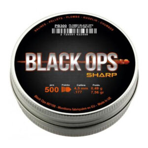 BOÎTE DE 500 PLOMBS BLACK OPS SHARP À TÊTE POINTUE CAL. 4.5 MM 0.49gr