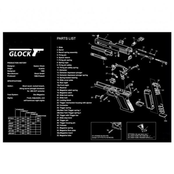 Tapis de nettoyage en caoutchouc pour pistolet 280mmx430mm pour Glock