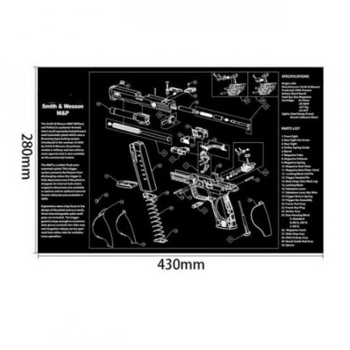 Tapis de nettoyage en caoutchouc pour pistolet 280mmx430mm pour S&W M&P