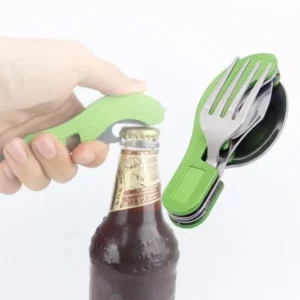 Couteau Fourchette Cuillère Multi-fonction 3 en 1 pliant pique-nique en acier inoxydable Vert
