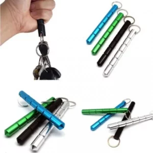Kubotan Kubaton Noir Aluminium 140*15mm Porte Clé Self Defense Survie Tactique