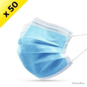Lot de 50 Masques Chirurgicaux Anti Bactérie/Poussière Normes CE Stock en France
