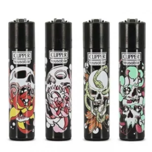 Lot de 8 briquets Clipper Skull n Flowers