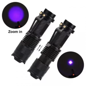 Mini Lampe Torche Poche LED Zoom Ultra Violet Lumière Noire Détecteur Faux Billets