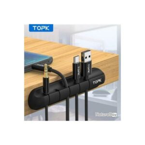 TOPK Organisateur Rangement de Câbles Silicone 7 Clips Flexible Autocollant