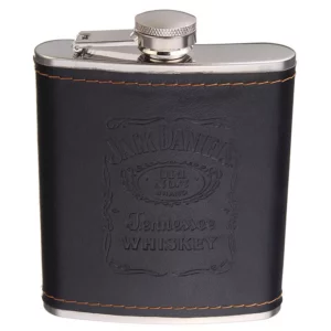 Flasque Métal et Cuir Jack Daniels 7oz NEUF
