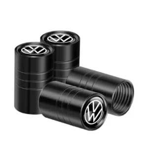 Lot de 4 Bouchons de valves d'air pneu Auto V Noir Aluminium