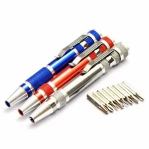 Tournevis précision rouge en forme de stylo avec 8 embouts aimantés Neuf