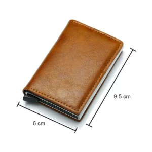 Porte Carte Protection RFID Métal et Cuir Marron NEUF
