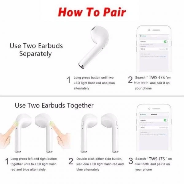 I7s TWS écouteur sans fil Bluetooth 5.0 écouteurs sport écouteurs casque avec micro pour téléphone intelligent Xiaomi Samsung Huawei LG – Image 3