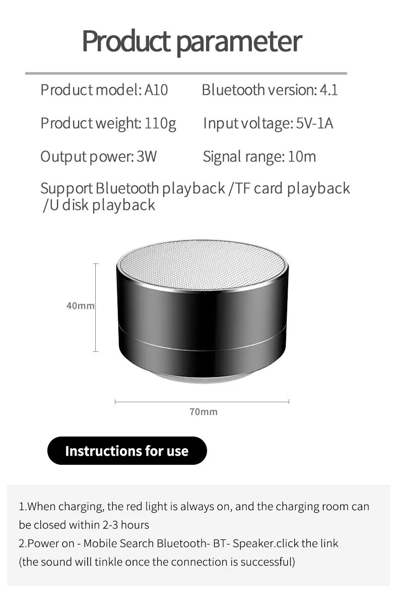 Enceinte Mini haut-parleur Bluetooth sans fil caisson de basses radio portable – Image 2
