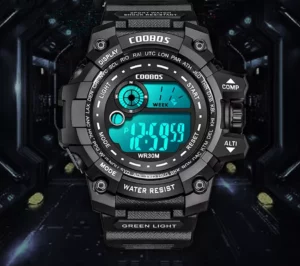 COOBOS – montre numérique LED pour homme lumineuse mode Sport Date militaire