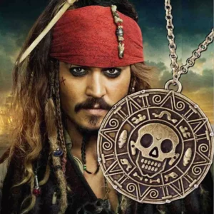 Pendentif Collier Médaillon Couleur Bronze Necklace Pirate des Caraïbes
