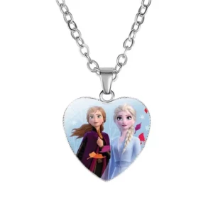 Pendentif Collier Reine des neiges en forme de coeur Elsa princesse Anna