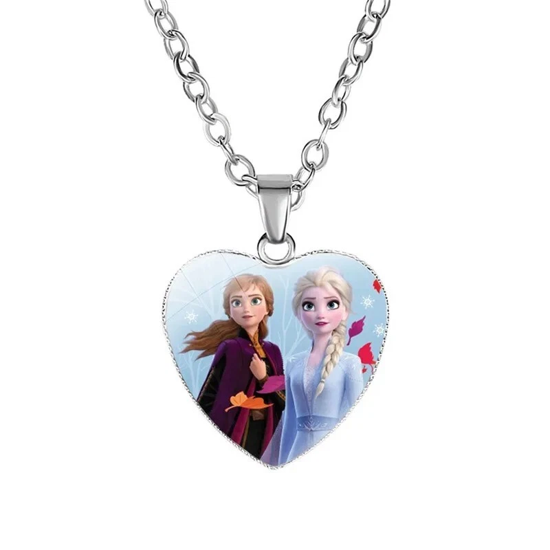 Pendentif Collier Reine des neiges en forme de coeur Elsa princesse Anna