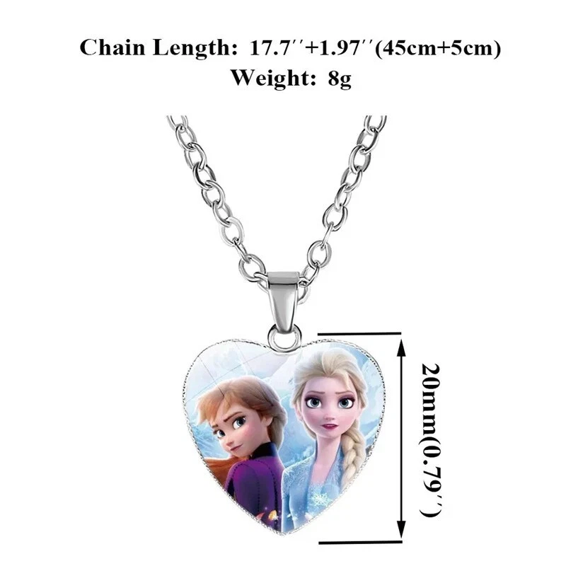 Pendentif Collier Reine des neiges en forme de coeur Elsa princesse Anna – Image 2