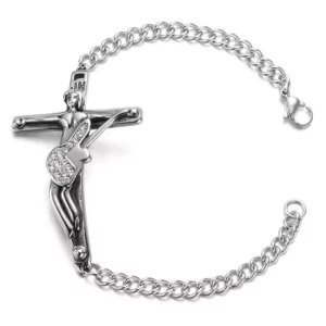 Bracelet Gourmette Johnny Hallyday Couleur Argent NEUF