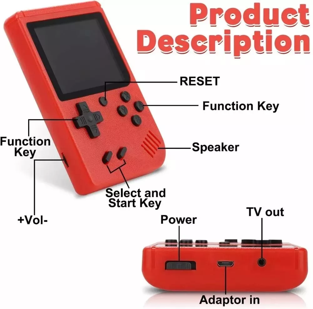 Rétro Portable Mini Console de jeu vidéo de poche 8-Bit 400 Jeux Inclus Blanc + 1 manette – Image 2