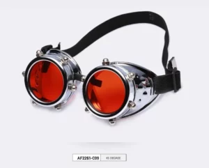 Lunettes Moto avec attache Steampunk Verres rouges