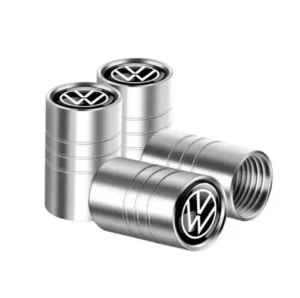 Lot de 4 Bouchons de valves d'air pneu Auto V Silver Argent Aluminium