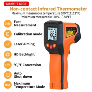 Thermomètre Infrarouge Laser Numérique Sans Contact -50+400°c Neuf